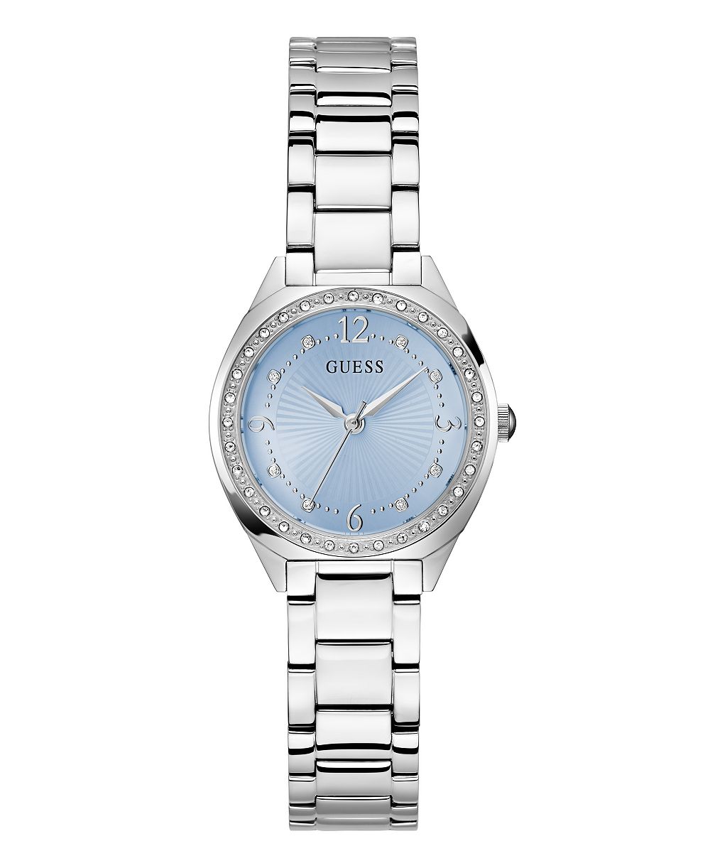 GUESS Women's Quartz Silver-Tone Stainless Steel Watch 30mm