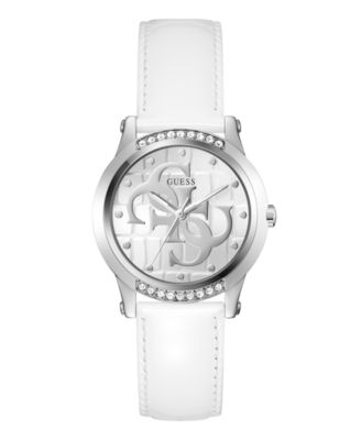 GUESS Women's Quartz White Genuine Leather Watch 36mm