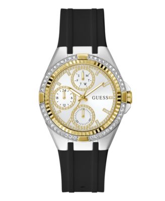 Женские кварцевые часы GUESS с черным силиконовым ремешком, 39 мм