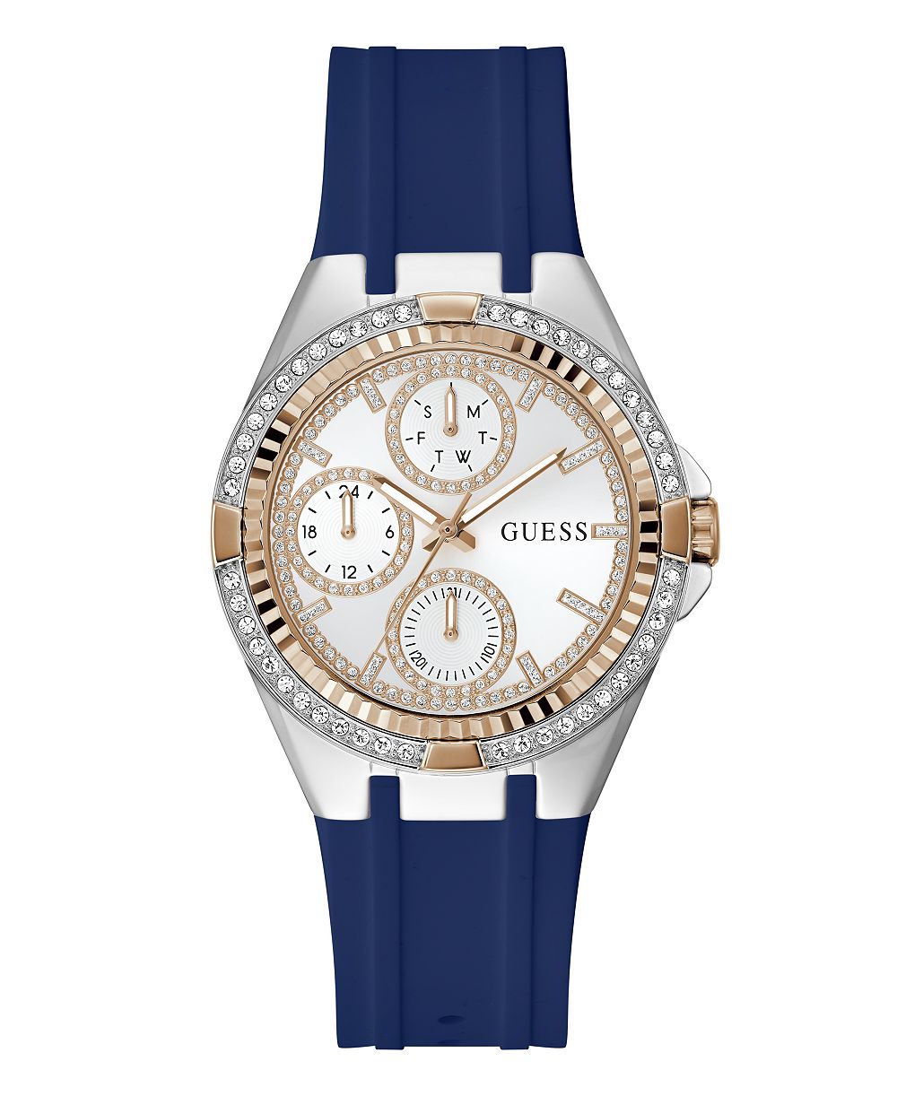 GUESS Women's Quartz Blue Silicone Watch 39mm