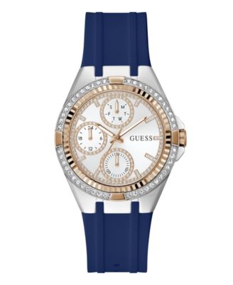 GUESS Women's Quartz Blue Silicone Watch 39mm