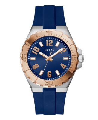 GUESS Men's Quartz Blue Silicone Watch 44mm