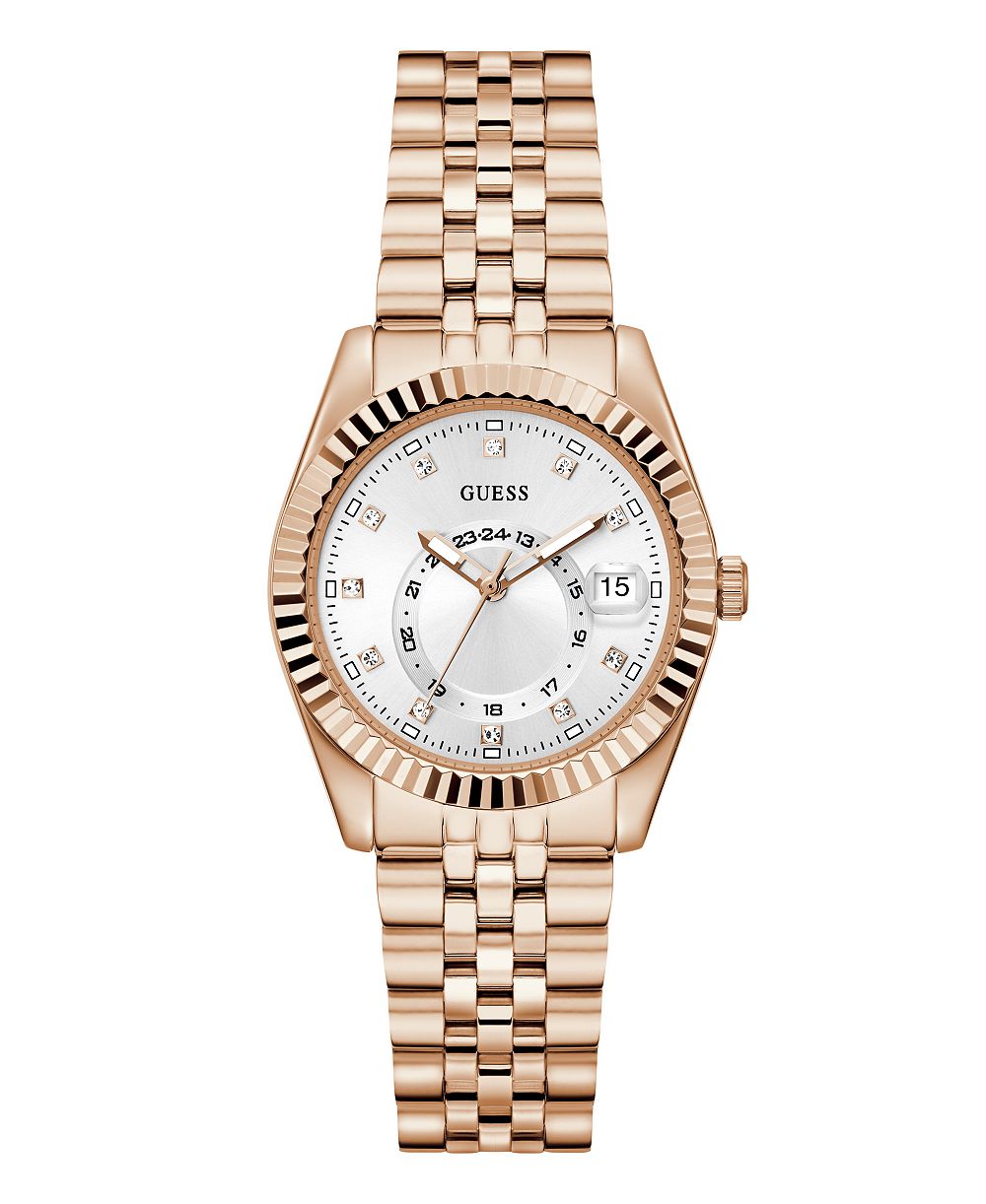GUESS Women's Quartz Rose Gold-Tone Stainless Steel Watch 34mm