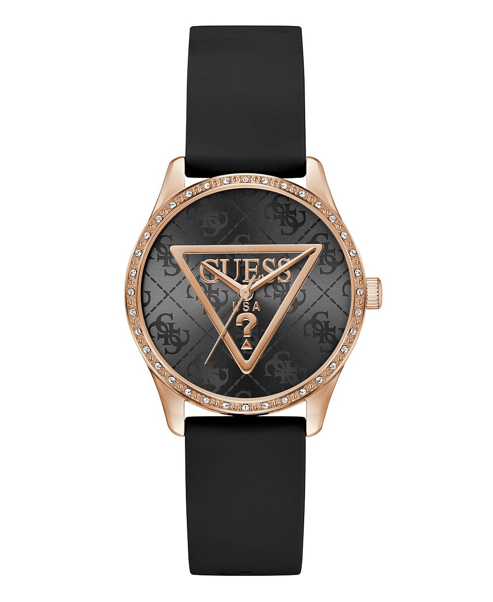 Женские кварцевые часы GUESS с черным силиконовым ремешком 36mm