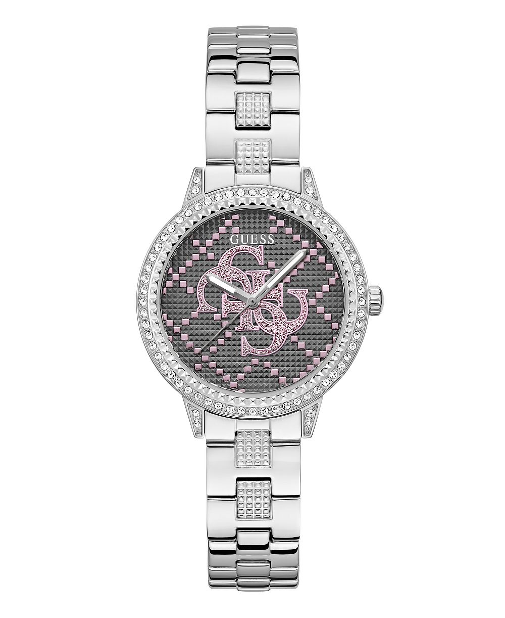 GUESS Women's Quartz Silver-Tone Stainless Steel Watch 34mm