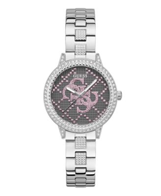 GUESS Women's Quartz Silver-Tone Stainless Steel Watch 34mm