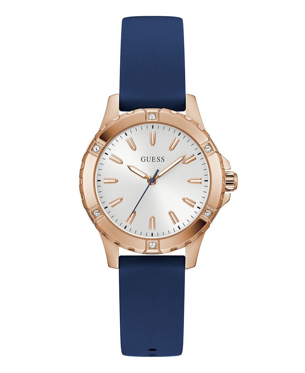 GUESS Women's Quartz Blue Silicone Watch 35mm