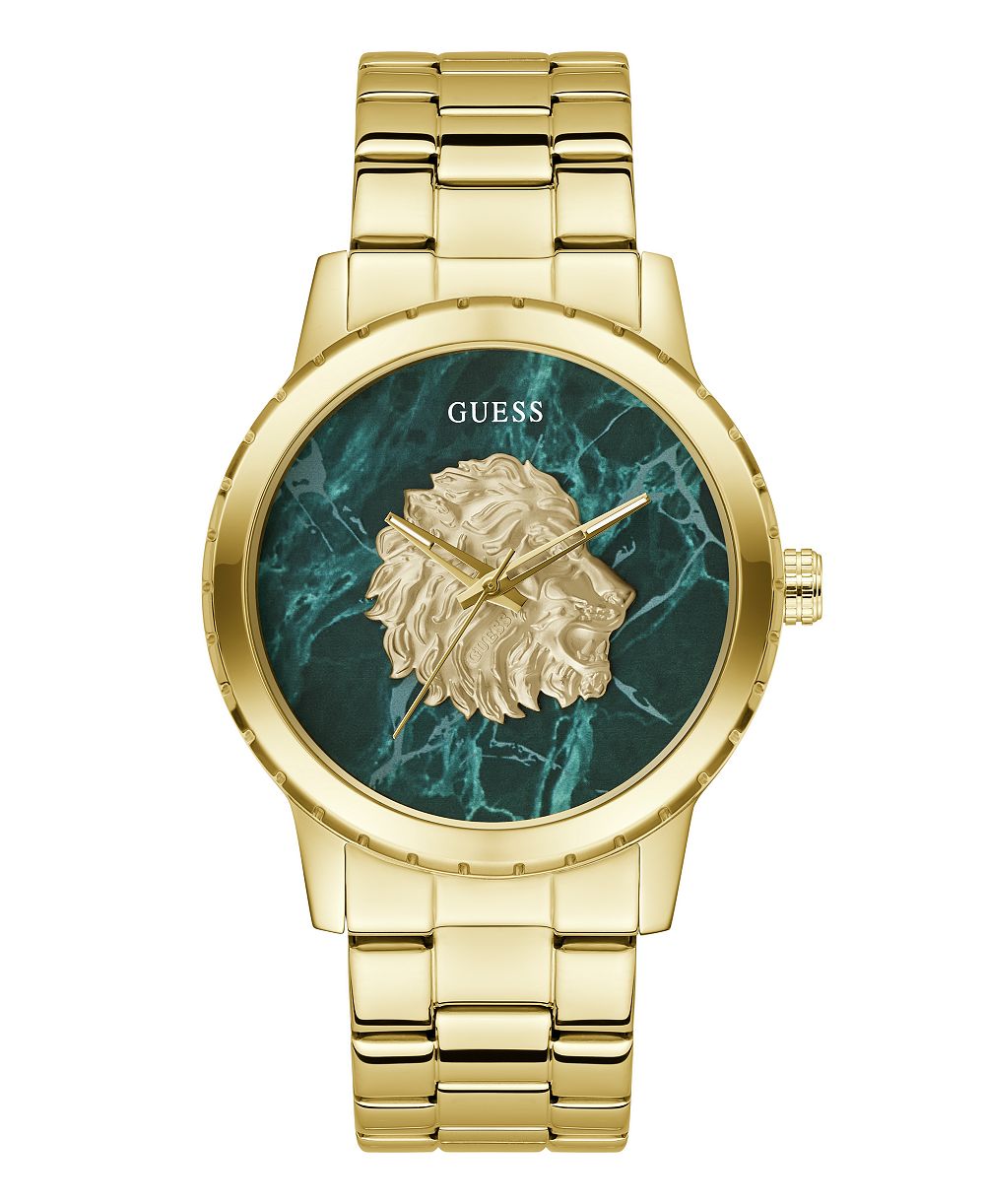 GUESS Мужские кварцевые часы из нержавеющей стали с золотым покрытием, 44mm