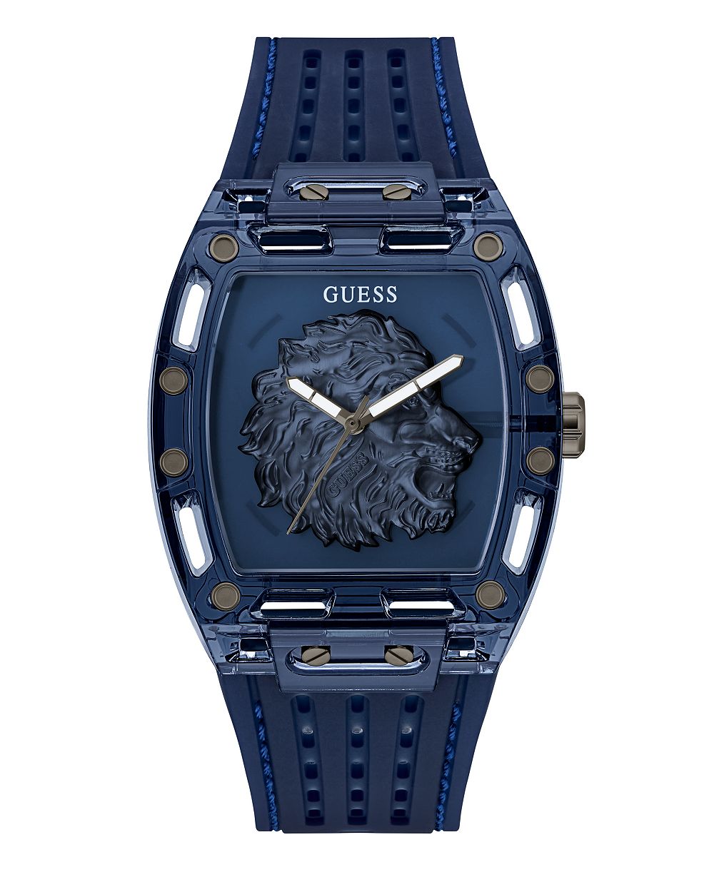 GUESS Men's Quartz Blue Silicone Watch 43mm x 42mm