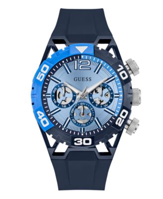 GUESS Men's Quartz Blue Silicone Watch 46mm