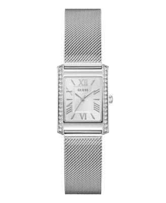 Женские кварцевые часы GUESS со стальным сетчатым ремешком серебристого цвета, 25 мм x 23 мм