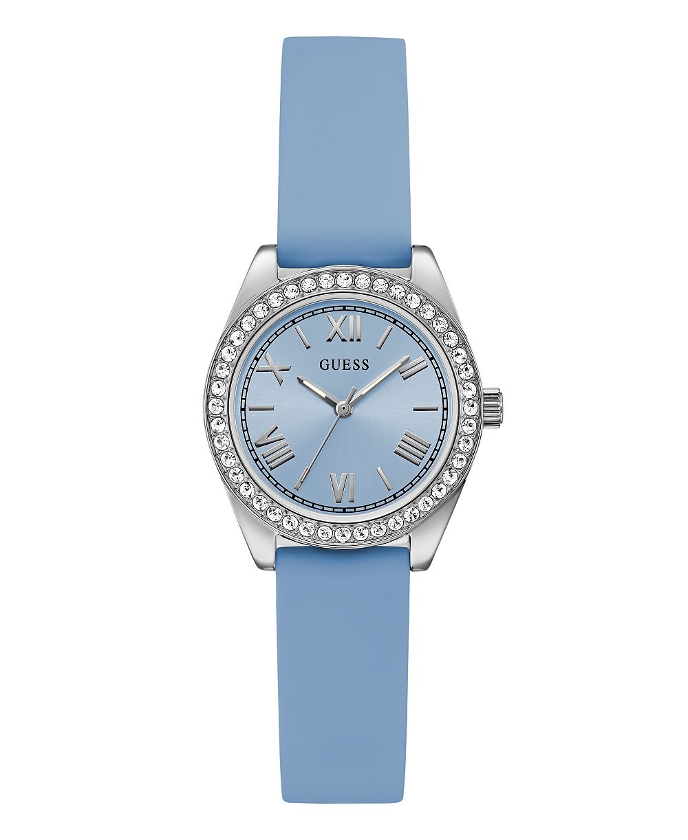 GUESS Women's Quartz Blue Silicone Watch 30mm