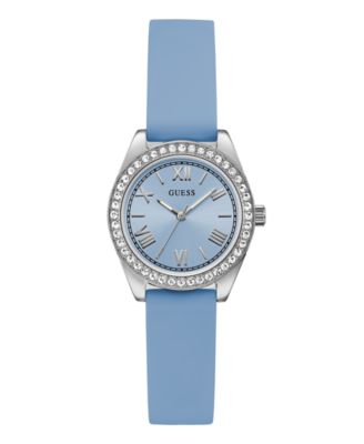 Женские кварцевые часы GUESS с синим силиконовым ремешком, 30 мм