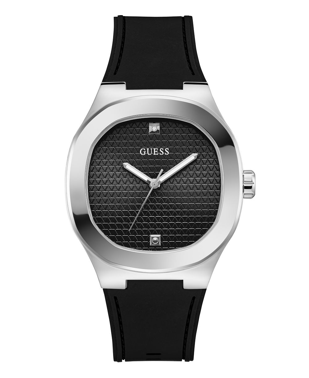 GUESS Men's Quartz Black Silicone Watch 42mm