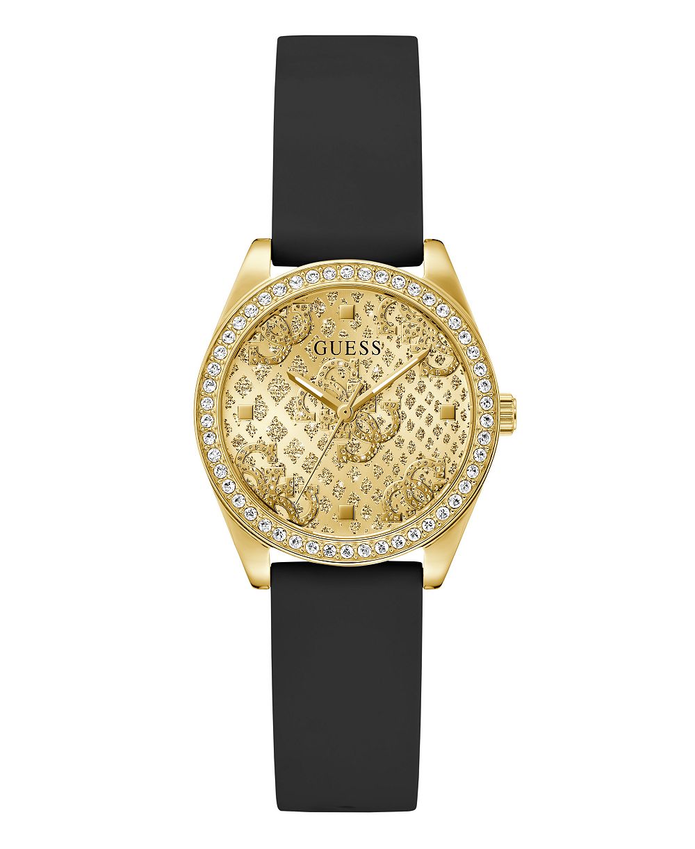 GUESS Women's Quartz Black Silicone Watch 32mm