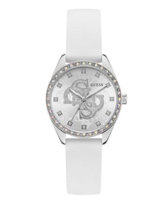 GUESS Women's White Silicone Watch 34mm