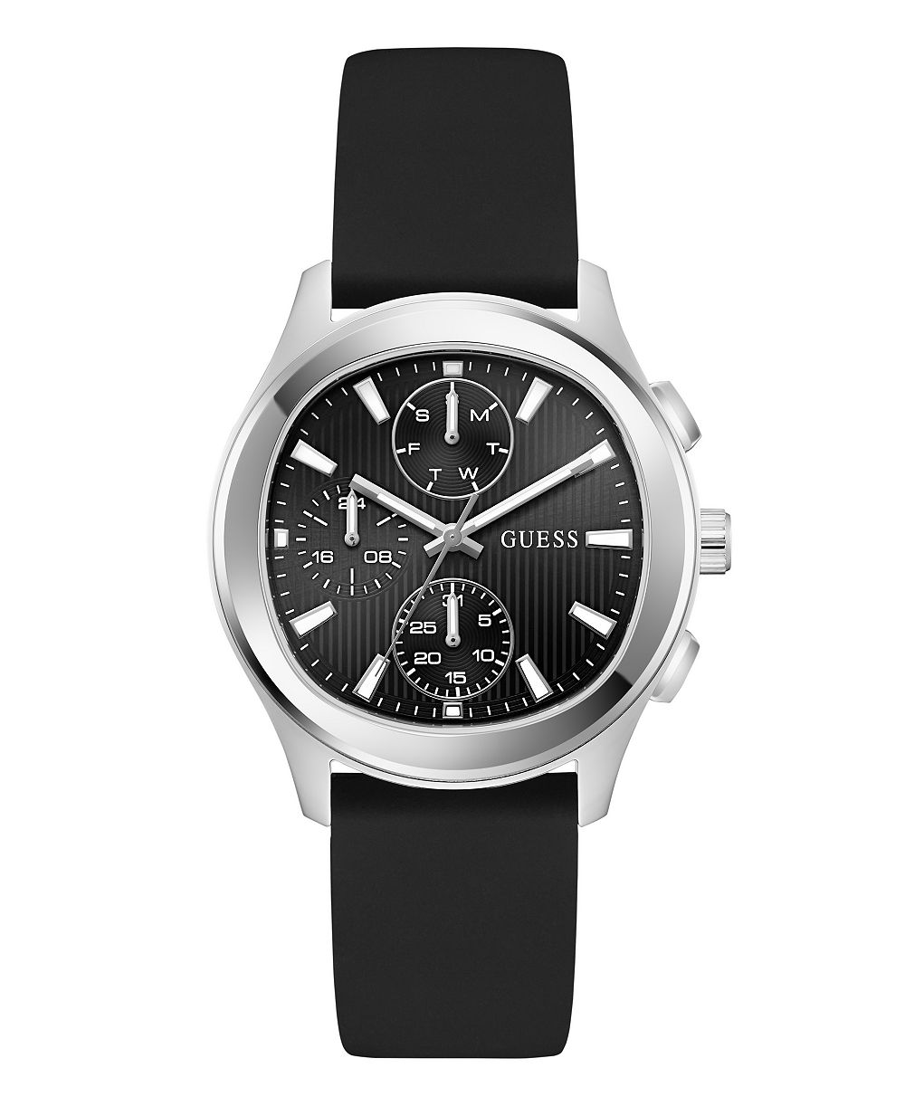 GUESS Мужские кварцевые часы с черным силиконовым ремешком 40mm