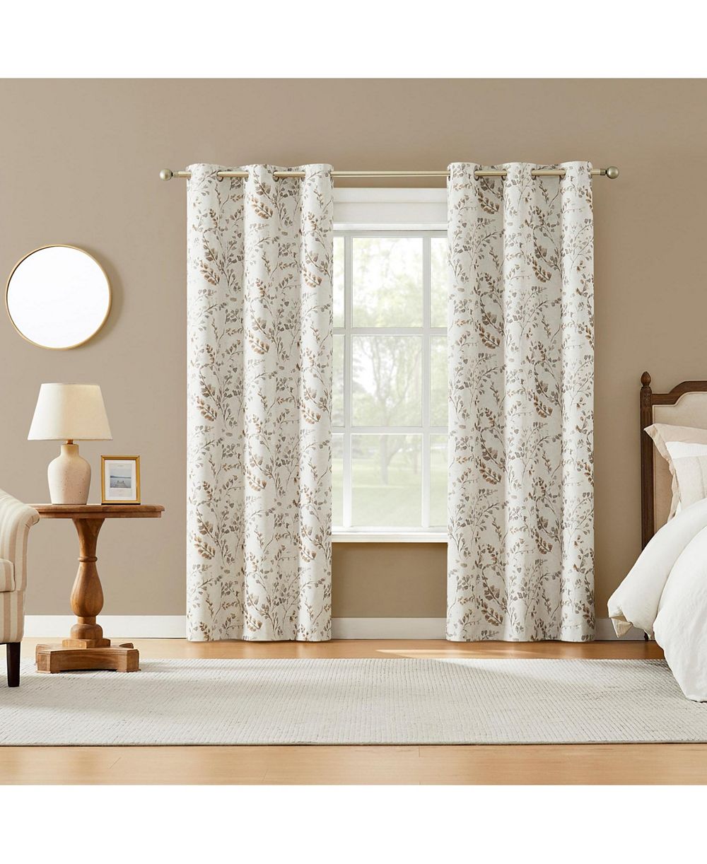 Sun Zero Bria Antique Botanical 100percentage  Blackout Grommet Curtain Panel