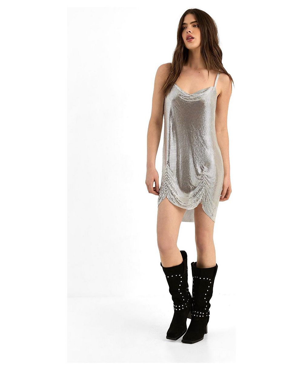 Женское мини-платье Nasty Gal с кольчужным эффектом и драпировкой