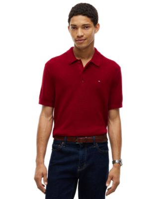 Tommy Hilfiger мужская поло-рубашка из смеси хлопка Пима и кашемира с рифлеными манжетами и низом, регулярный крой