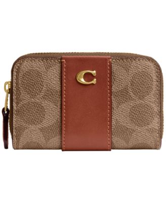 COACH кошелька-сумочка на молнии из кожи с фирменным принтом, компактная