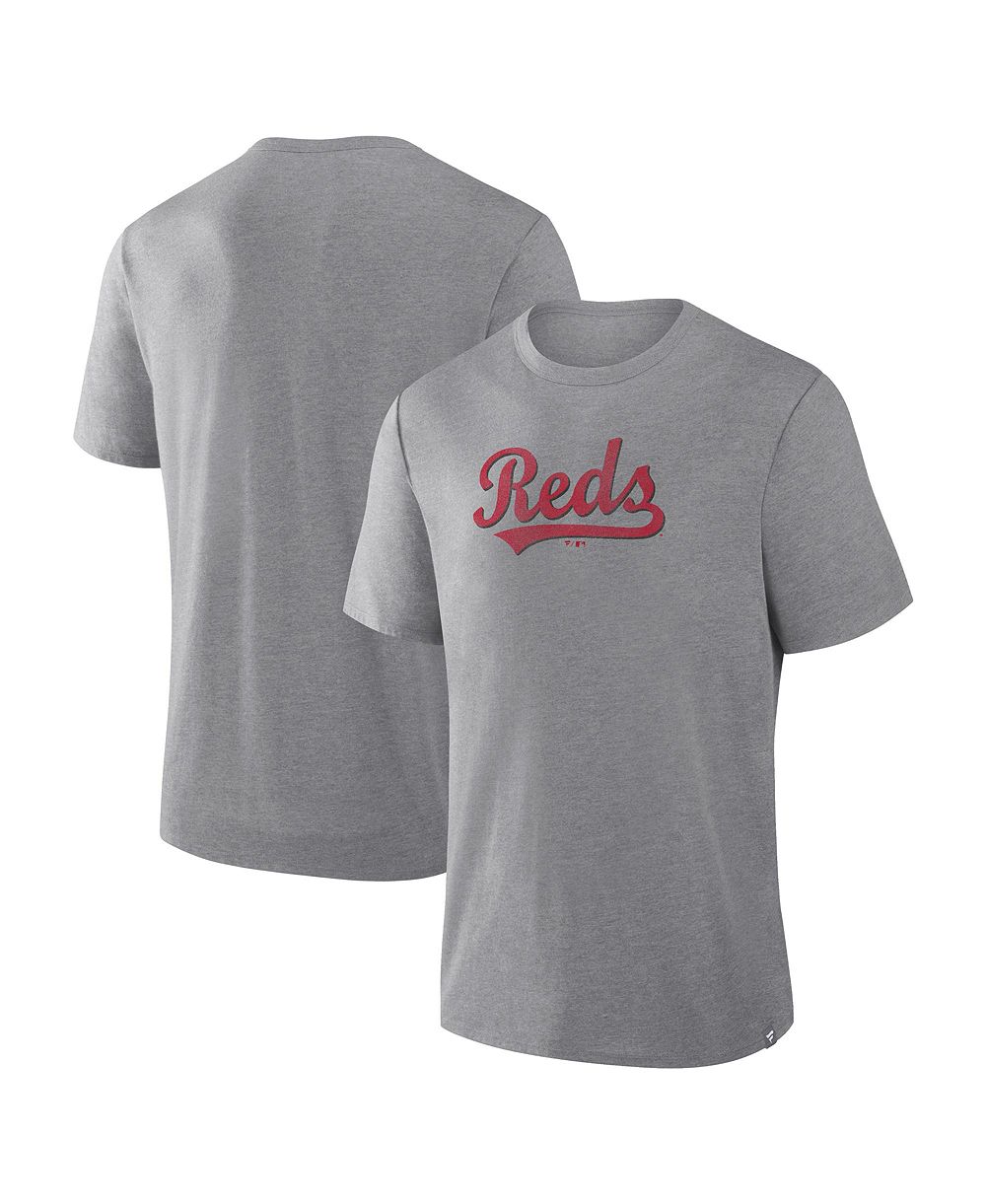 Мужская футболка Fanatics Heather Gray Cincinnati Reds Play Tribute Tri-Blend