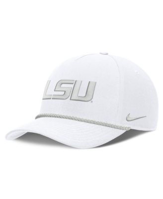 Мужская и женская кепка Nike LSU Tigers Rope Rise регулируемая белая