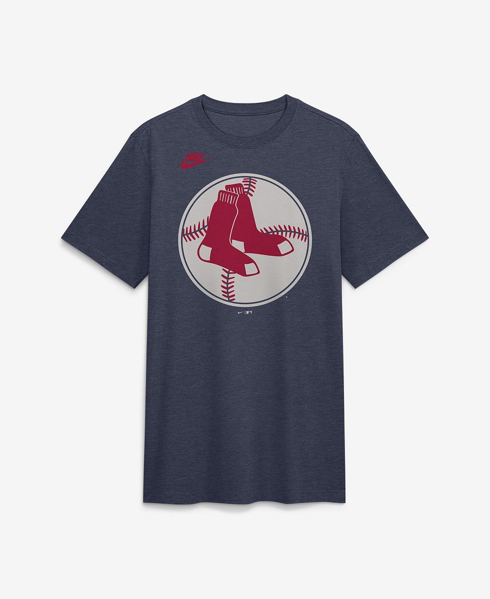 Мужская футболка Nike Boston Red Sox Cooperstown Logo Tri-Blend в цвете Heather Navy