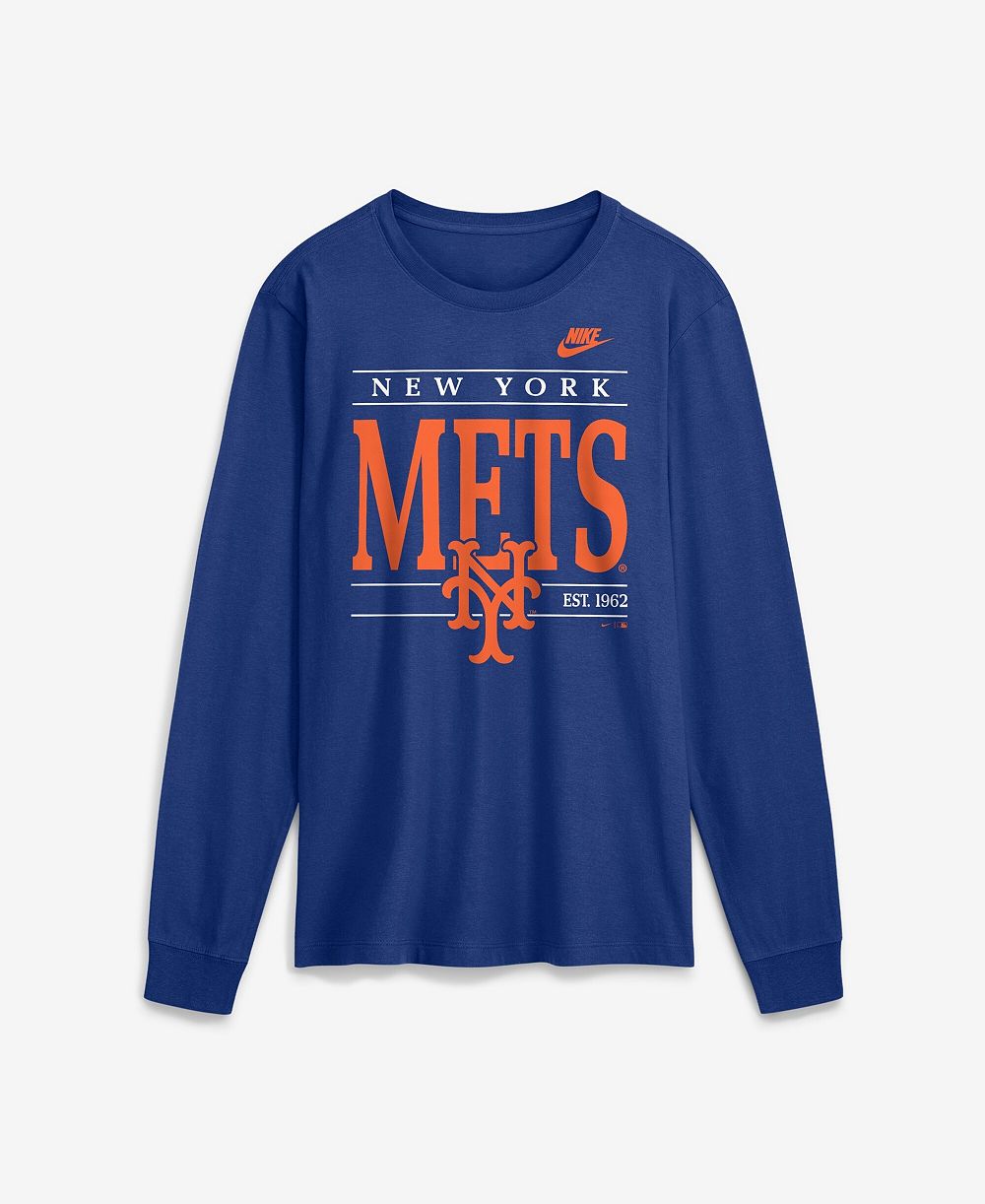 Мужская футболка Nike Royal New York Mets Cooperstown Graphic Long Sleeve