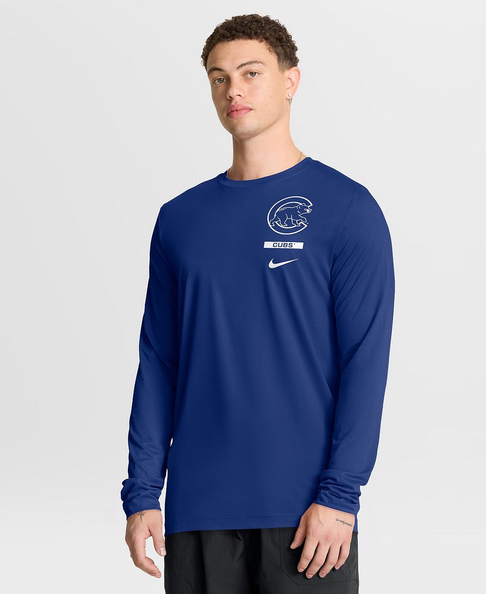 Nike Мужская футболка Chicago Cubs 2-Hit Legend Dri-FIT Long Sleeve Royal