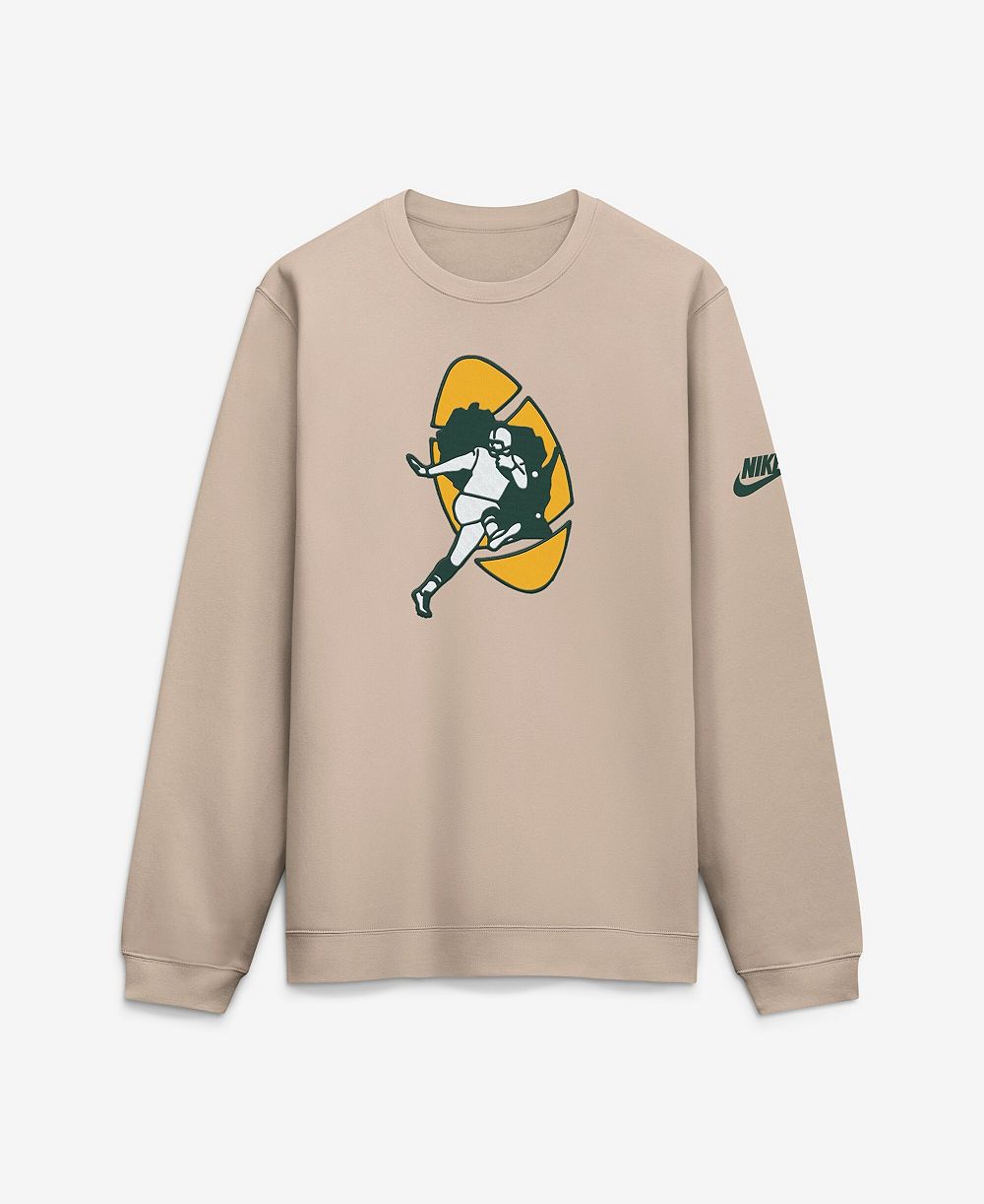 Мужской свитшот Nike Sand Green Bay Packers I-Formation Rewind Club Crew