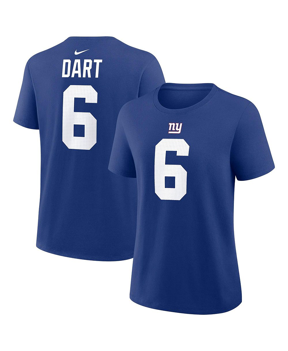 Женская футболка Nike Royal New York Giants Jaxson Dart Name Number