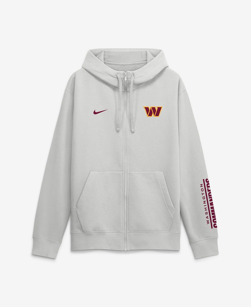 Мужское худи Nike Washington Commanders Cool Down Club на молнии в сером цвете