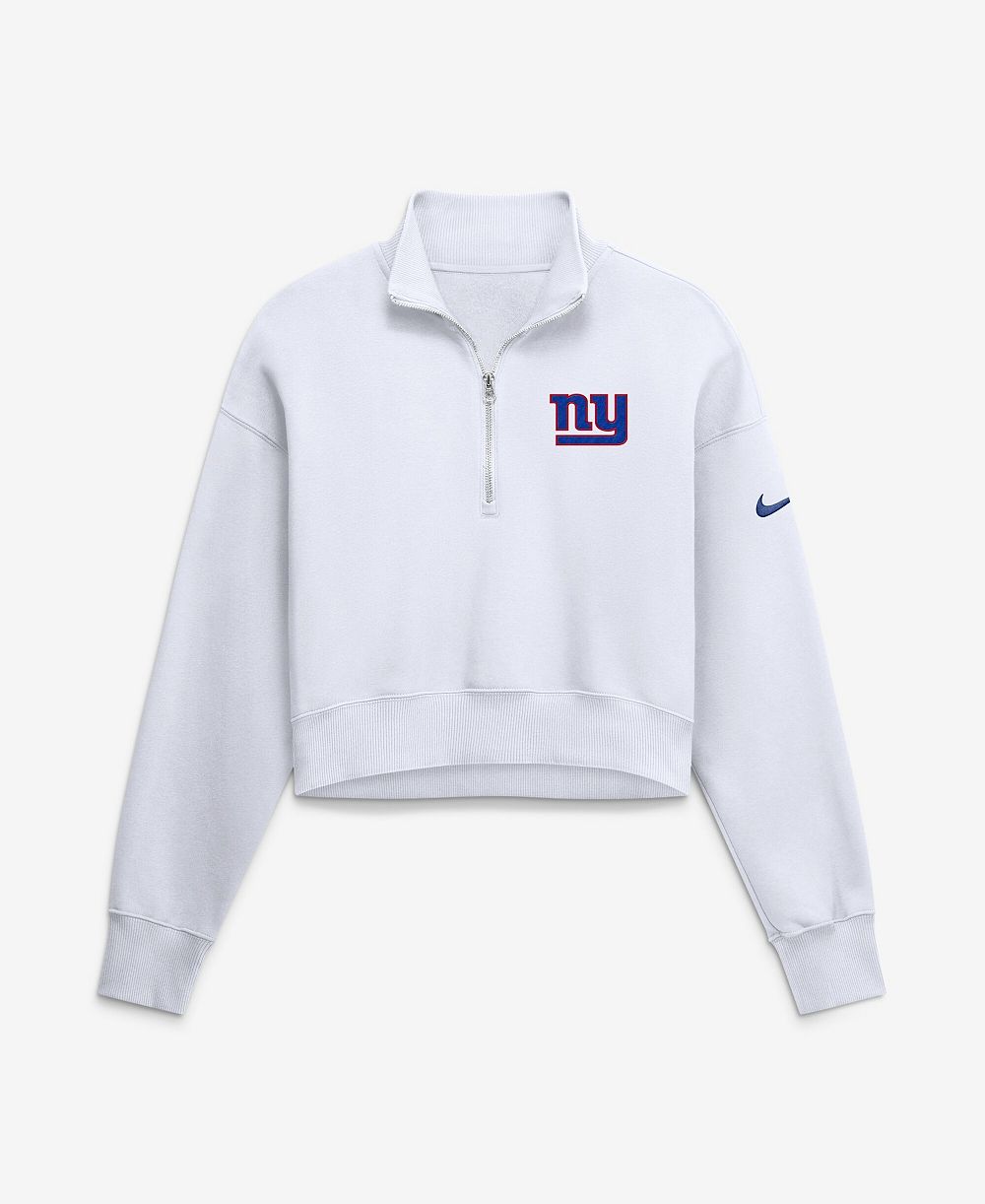 Женская толстовка Nike New York Giants Oversized Phoenix Fleece Cropped Quarter-Zip Sweatshirt