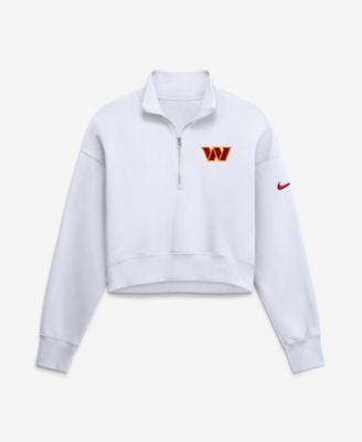 Nike Women's White Washington Commanders Oversized Phoenix Fleece Cropped Quarter-Zip Sweatshirt