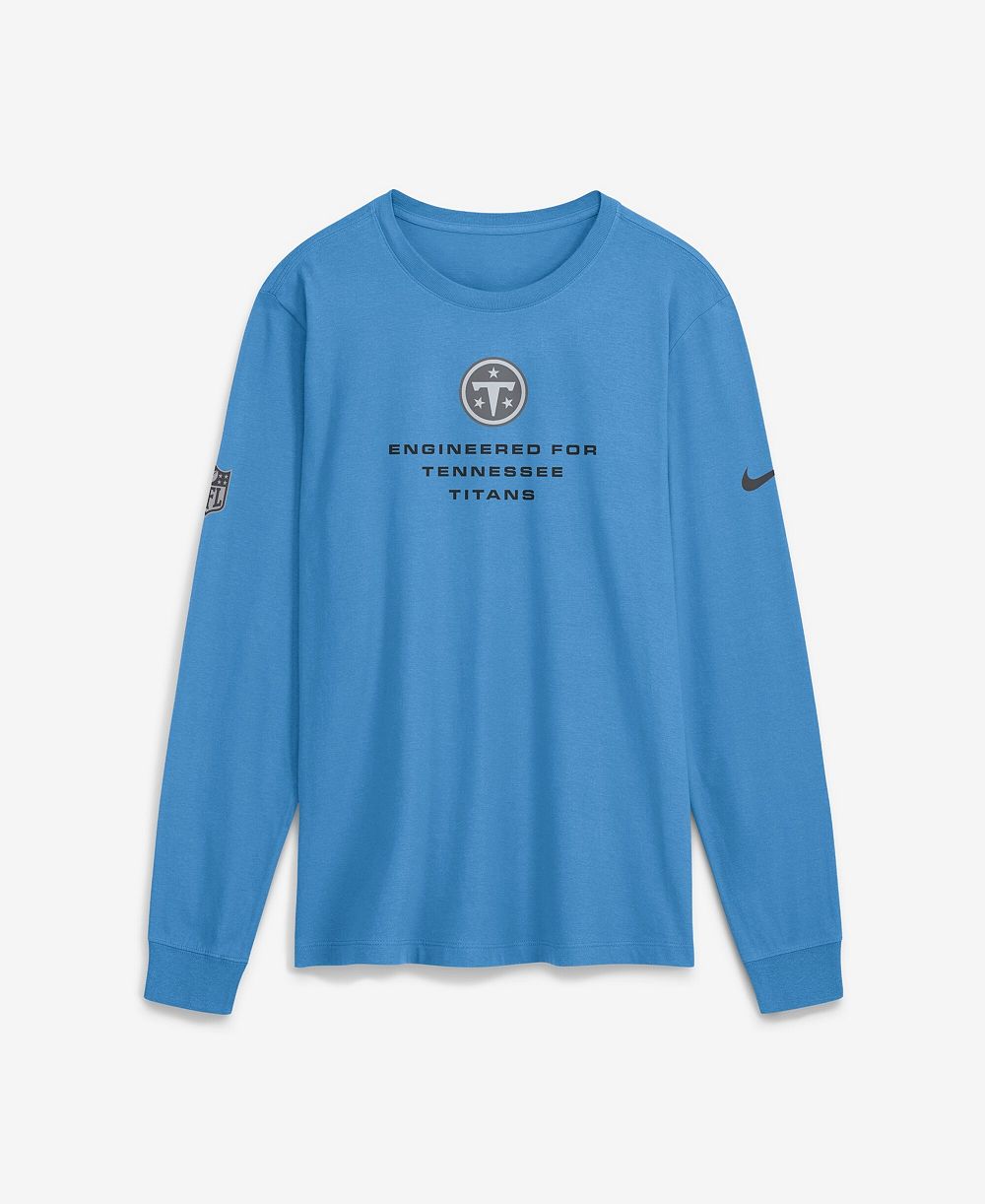 Мужская футболка Nike Light Blue Tennessee Titans Sideline Bold Arch Star Dri-FIT Long Sleeve