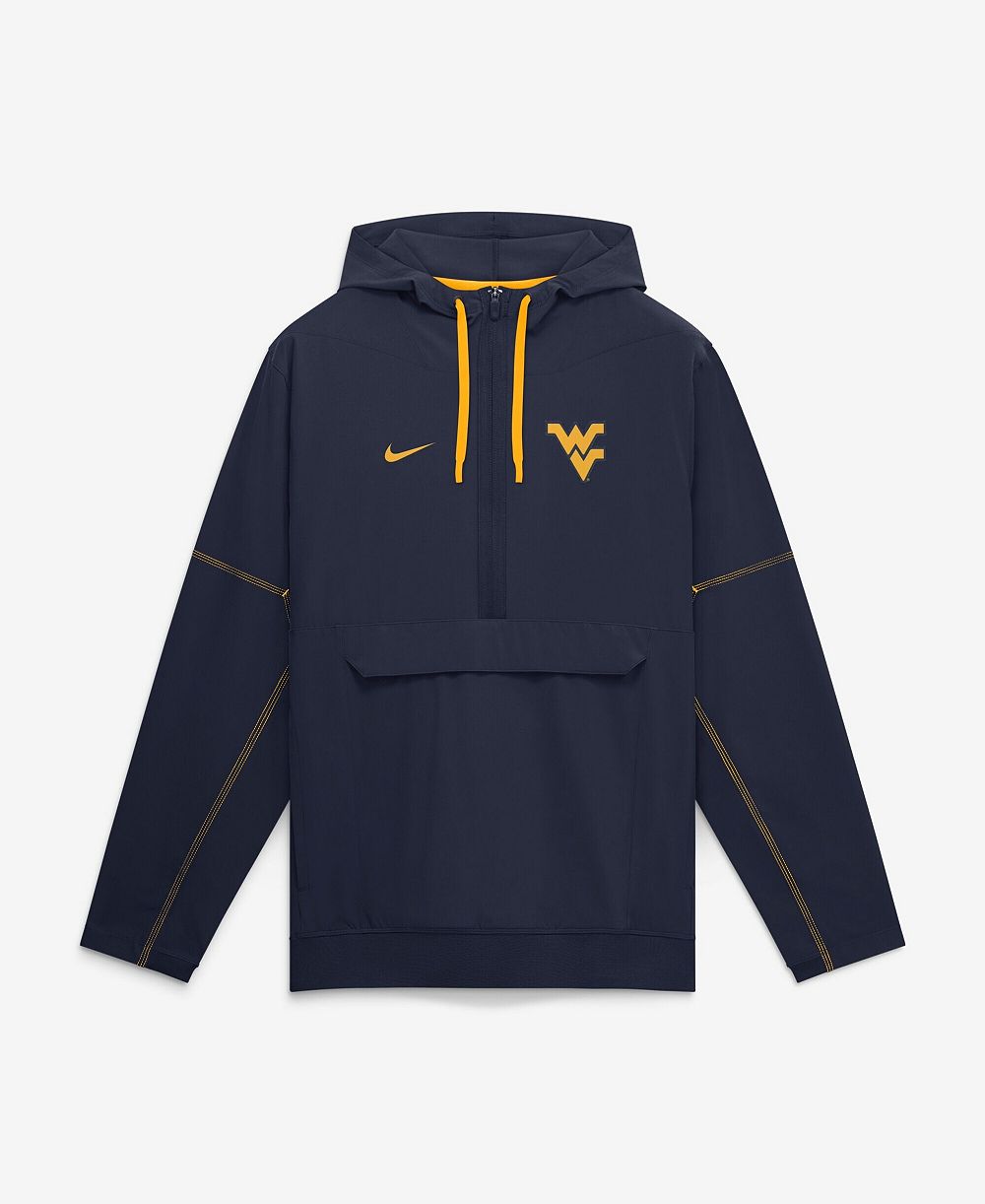 Мужской худи Nike Navy West Virginia Mountaineers 2026 Sideline Anorak Half-Zip