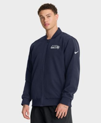 Мужская куртка-бомбер Nike College Navy Seattle Seahawks Sideline Powerful Blocking Full-Zip