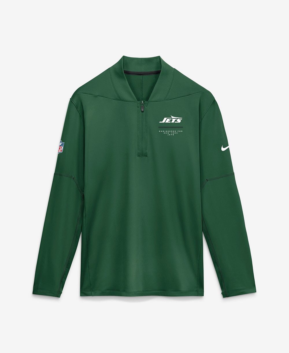Nike Men's Green New York Jets Sideline Logo Glory Midweight Dri-FIT Half-Zip Pullover
