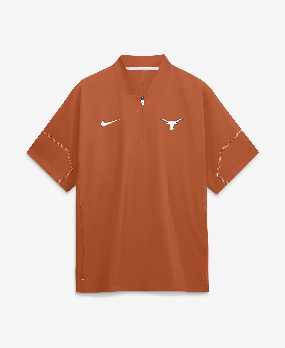 Nike Мужская Texas Orange Texas Longhorns 2026 Sideline Short Sleeve Quarter-Zip Coaches Jacket