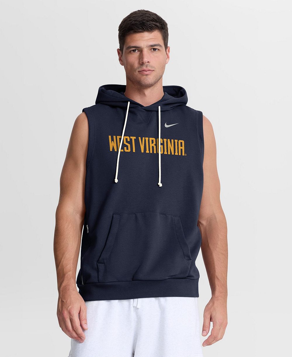 Мужская худи Nike Navy West Virginia Mountaineers 2026 Sideline Sleeveless Dri-FIT