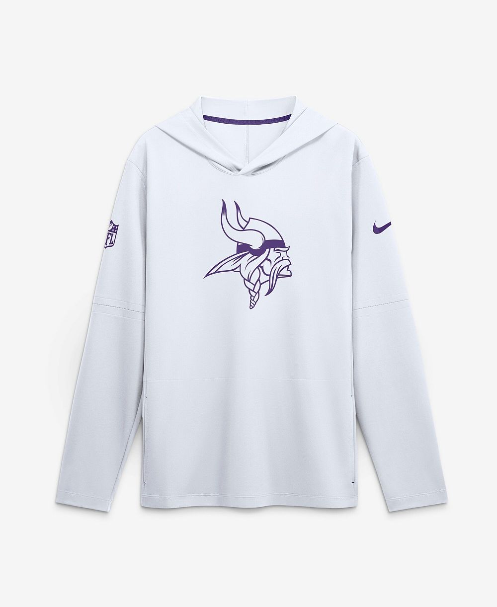 Футболка Nike Men's White Minnesota Vikings Sideline Alternate Lightweight Long Sleeve Hooded Dri-FIT