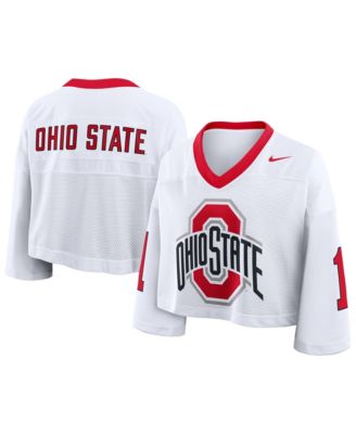 Женская джерси Nike White Ohio State Buckeyes Oversized Logo Cropped fashion