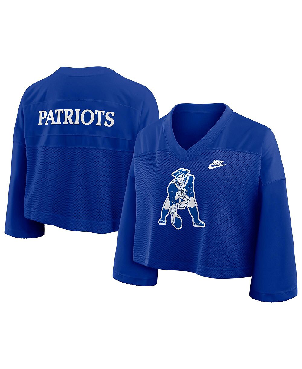 Женская джерси Nike Royal New England Patriots Rewind Cropped Mesh Dri-FIT Fashion Jersey