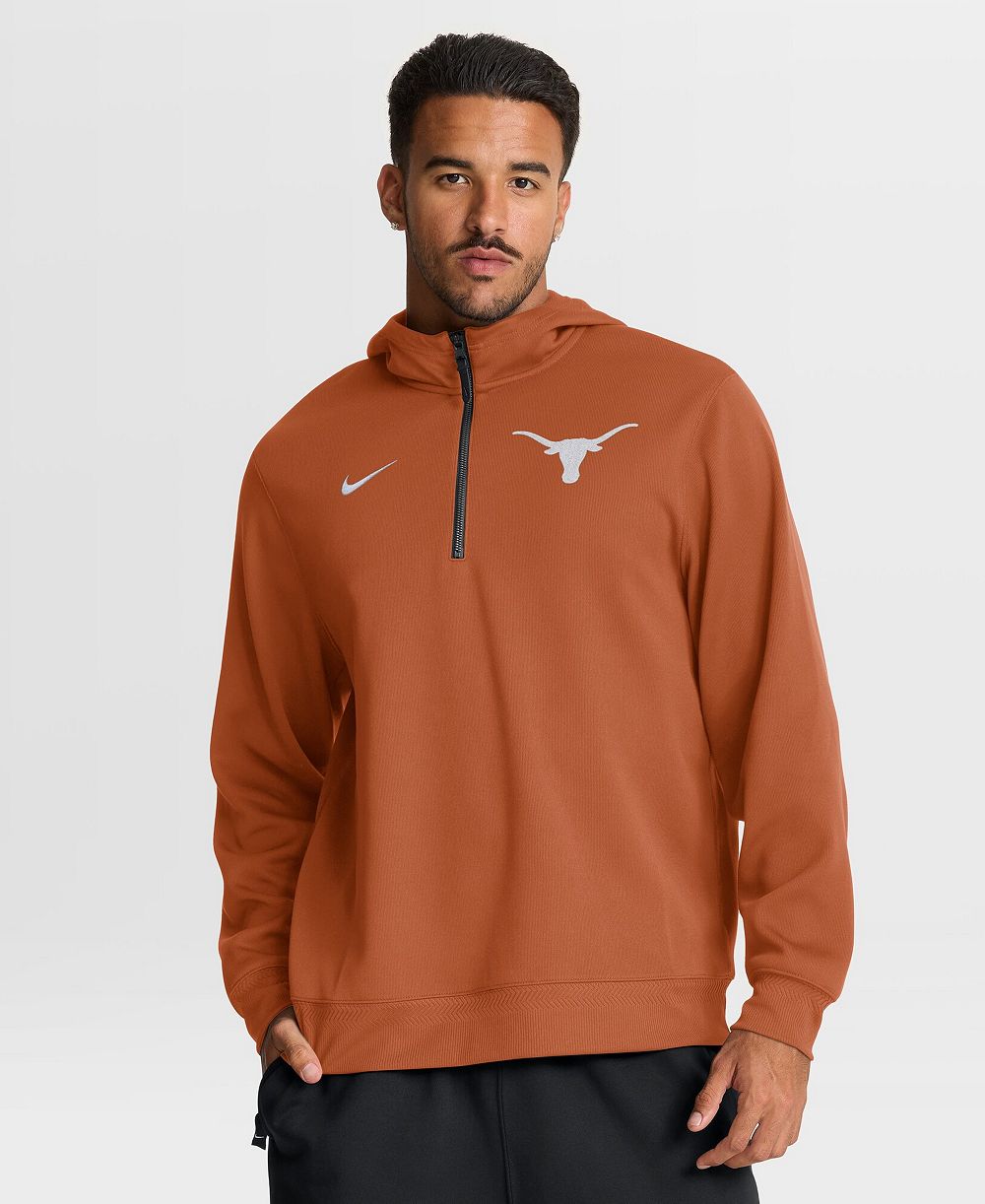 Мужское худи Nike Texas Longhorns Coaches Premium Dri-FIT Quarter-Zip в цвете Texas Orange