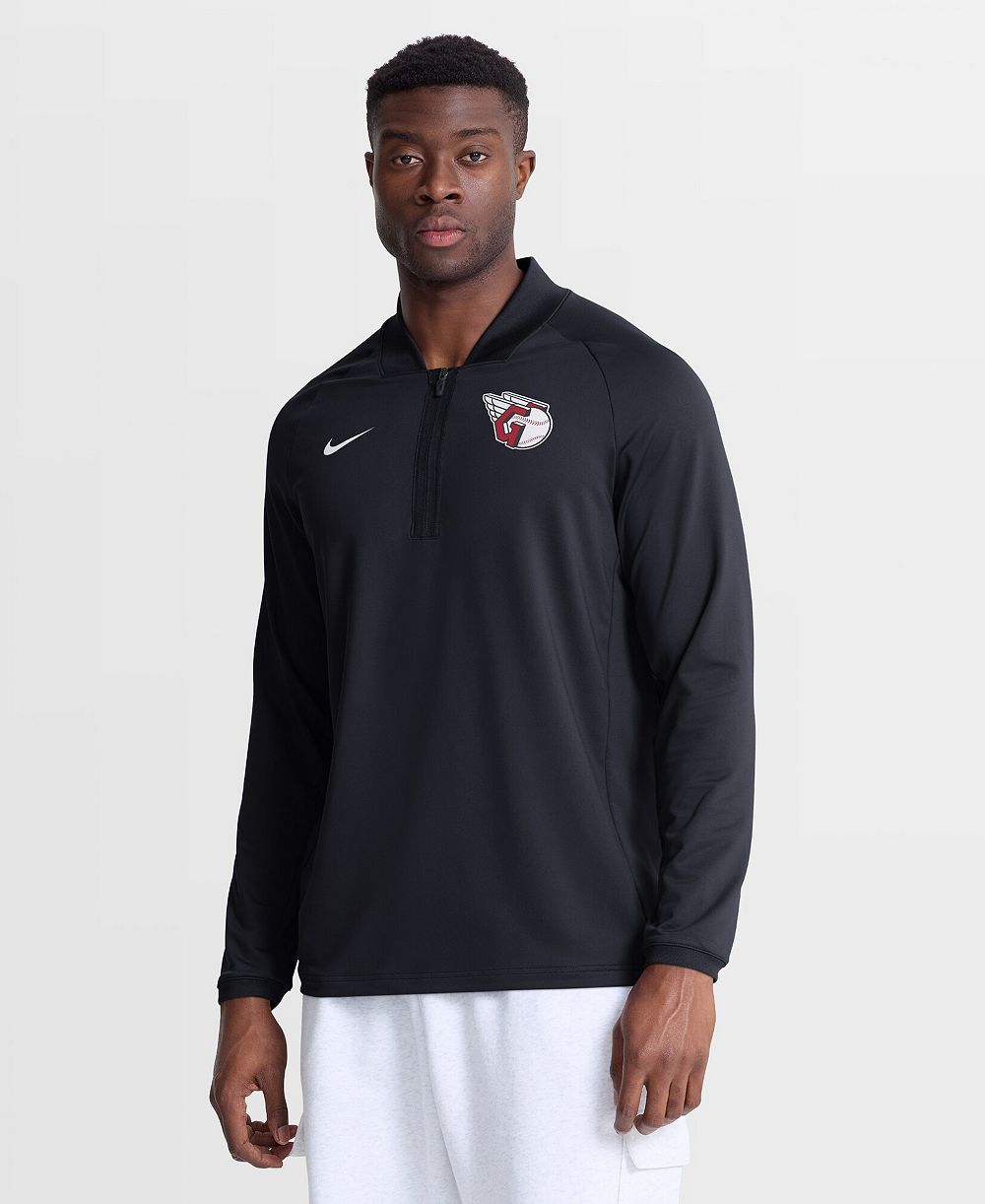 Nike Мужская темно-синяя джерси Cleveland Guardians Authentic Collection Dri-FIT Raglan Half-Zip Pullover