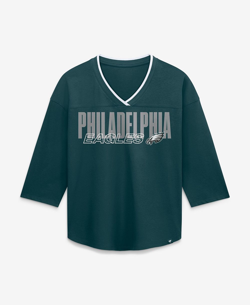 Fanatics Женская футболка Philadelphia Eagles Team First Deceptive Juke 3/4-Sleeve V-Neck