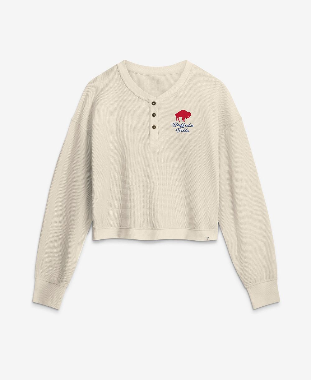 Женская укороченная рубашка Fanatics Buffalo Bills Relaxed Cropped Waffle-Knit Long Sleeve