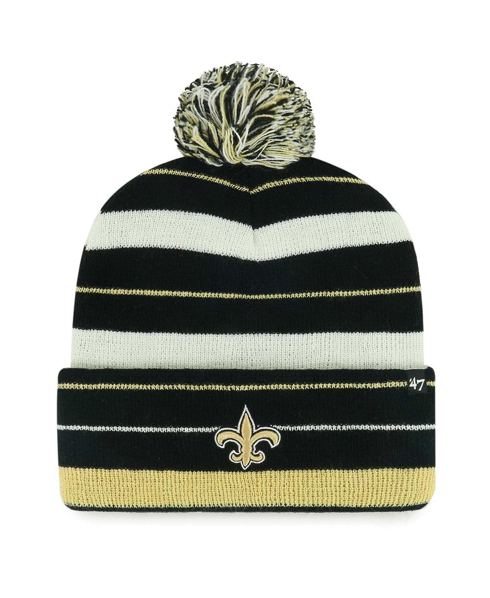 '47 Brand Men's Black New Orleans Saints Powerline Cuffed Knit Hat with Pom