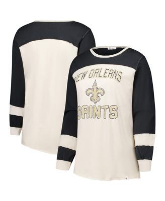 '47 Brand Plus Size New Orleans Saints Double Header Curve Toni Dropped-Shoulder Distressed Graphics Long Sleeve T-Shirt